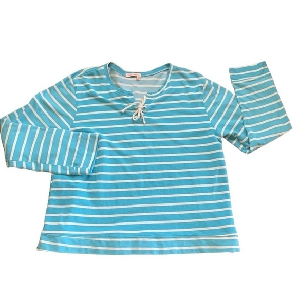 Fresh Produce Blue and White Striped Knit Long Sleeve Shirt Size XXL - Picture 1 of 6